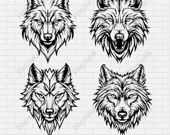 Varg Svg gravyrfiler, vektorvargar svg, silhuettvarg, dxf för laserskärning, png varg, Cricut-klippfiler, nedladdning av varg-tshirtdesign