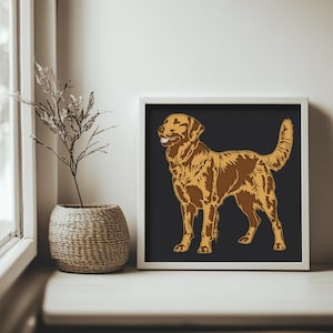 Golden Retriever 3D Shadow Box SVG | Layered Dog Cut Files for Cricut, Glowforge, Laser & CNC | Multilayer Papercut Wall Art Design