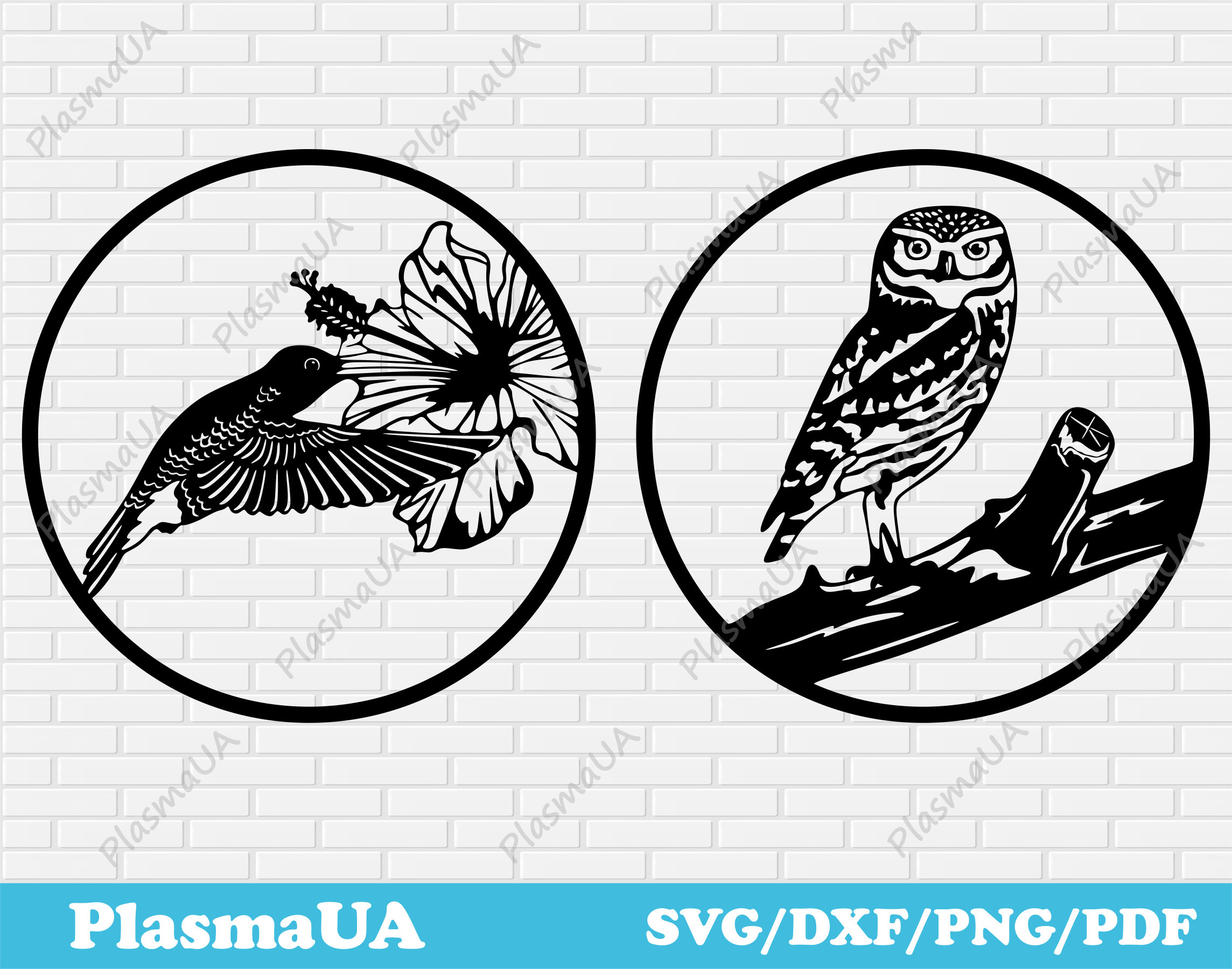 Birds clip art, Owl svg, Hummingbird svg, dxf for laser, laser cut vector, laser cutting, file for c
