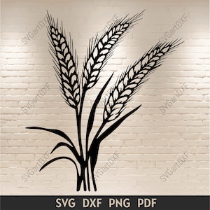 Épis de blé Svg, svg de grain, silhouette de blé, clipart de blé, svg pour crciut, dxf pour laser, svg pour sublimation, dxf pour découpe cnc