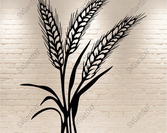 Oren van tarwe Svg, graan svg, tarwe silhouet, tarwe clipart, svg voor crciut, dxf voor laser, svg voor sublimatie, dxf voor cnc-snijden