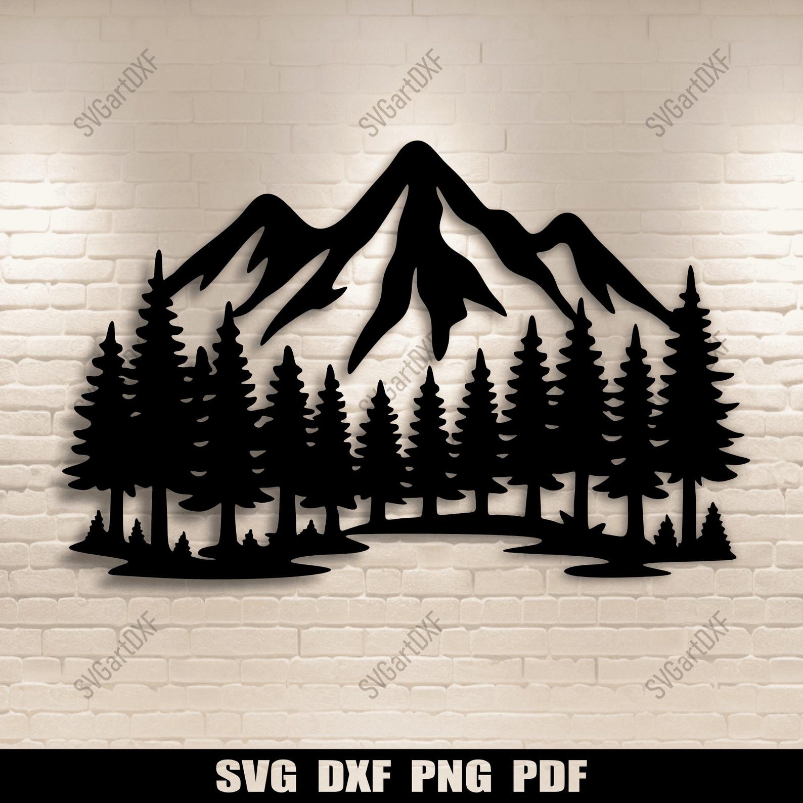 Forest Sign Dxf File Mountain Forest Wall Art SVG DXF – Laser Cut Files for CNC, Glowforge ...