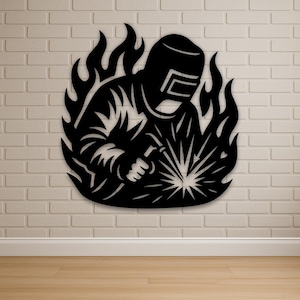 Welding man with sparks DXF for plasma cutting