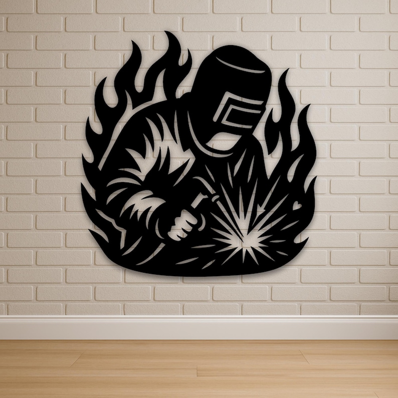 Welding man with sparks DXF for plasma cutting