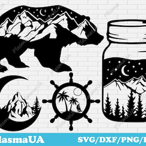 Nature silhouette, vector images, digital image, vector clip art, vector illustration, cricut files, svg cutting file, laser svg, laser file