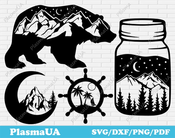 Nature silhouette, vector images, digital image, vector clip art, vector illustration, cricut files, svg cutting file, laser svg, laser file