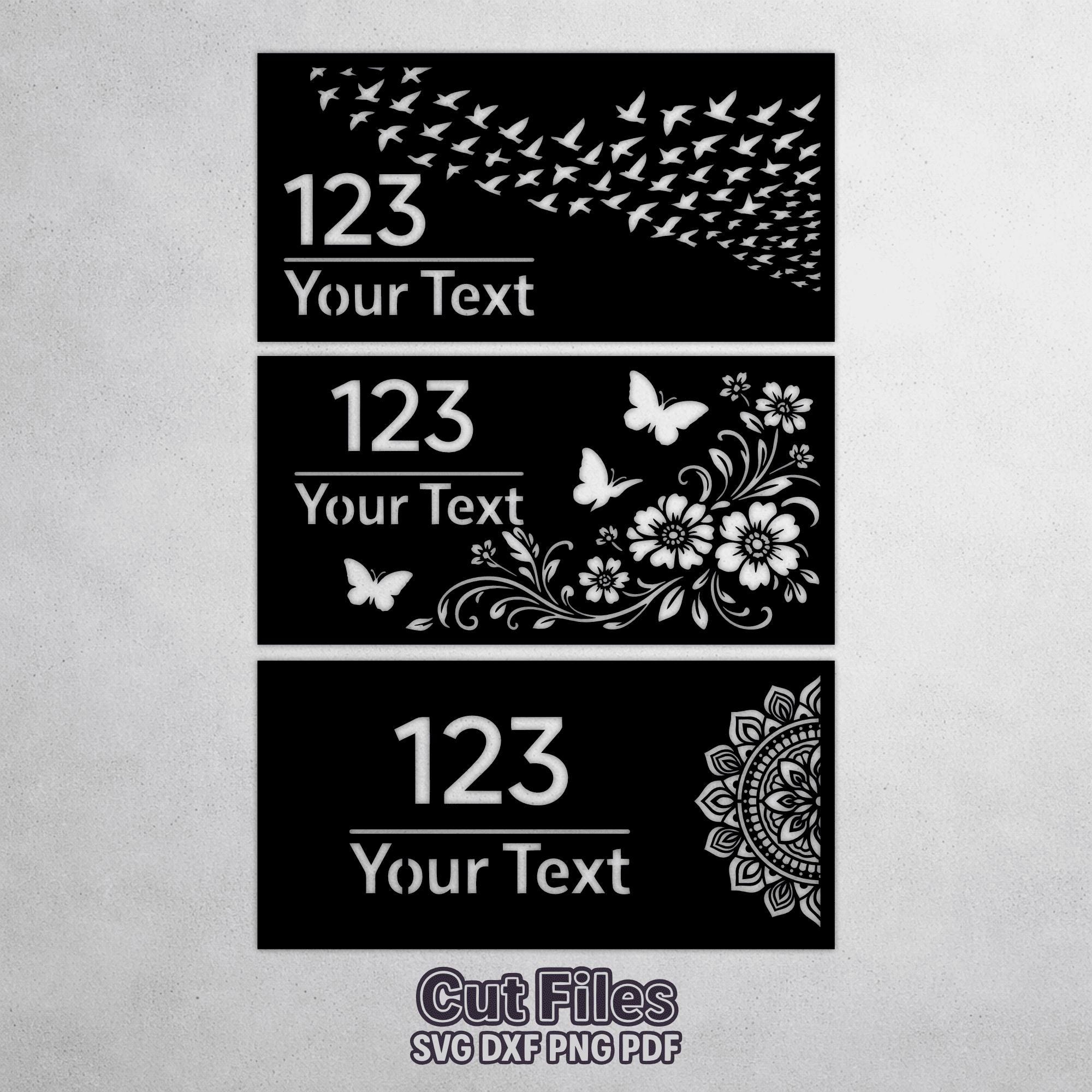 Address Sign SVG DXF Bundle, House Number Signs for CNC Plasma Laser ...
