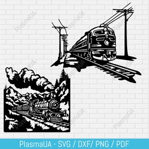 Detailed Steam Trains: Svg Dxf Png Cut Files for Laser, Cricut & Silhouette, Wall decal, metal decor DIY