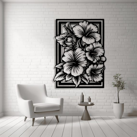 Flower Panel Dxf for CNC, Laser Cut Design, Svg for Silhouette