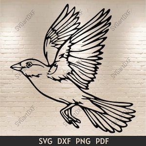 Svg d'oiseau volant, fichiers de découpe pour Cricut, oiseau Dxf pour découpe laser, conceptions cnc de décoration murale en métal, dxf pour découpeuse plasma cnc, silhouette oiseau