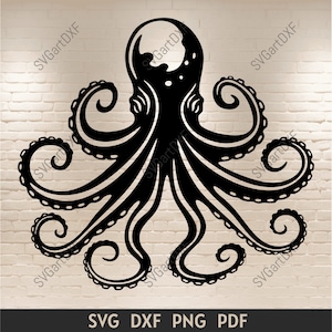 Octopus Svg, Ocean Animals Svg, Octopus  clipart, Squid Svg, Octopus for Cricut, Paper cutting template dxf, Silhouette dxf cut files