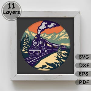 Polar Express Train 3D Shadow Box SVG, Christmas Layered Cut files, Winter scene Multilayer Design, DIY Light Box, Svg for Cricut - Download