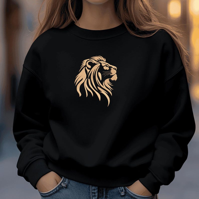 Lion Head Embroidery Pattern, Jef, Pes, Dst, Hus, Exp, Pec Files for Dark Textiles