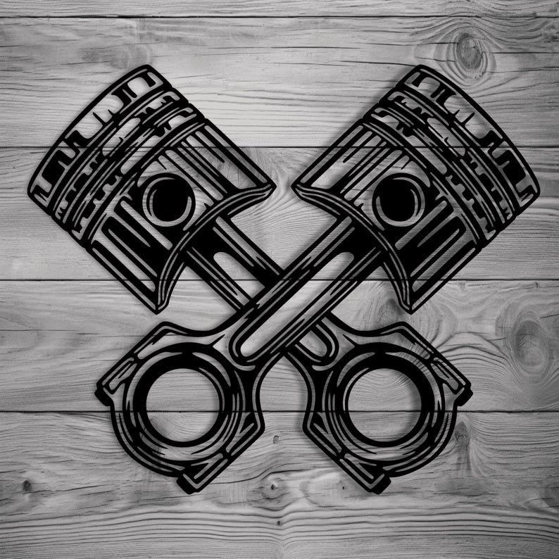 Piston Engine SVG, DXF CNC Files for Laser, T-Shirt & Sticker Design