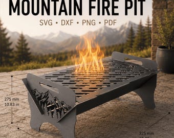Berg Feuerstelle DXF SVG | Laser-Schnitt-Datei | CNC-Plasma | Outdoor Fire Fire (Digitaler Download)
