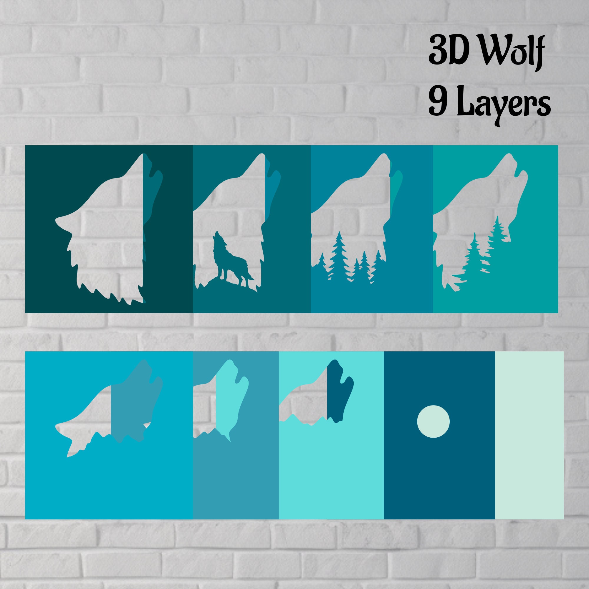 Wolf 3D Shadow Box Templates, Layered Papercraft SVG, 3D Papercut ...