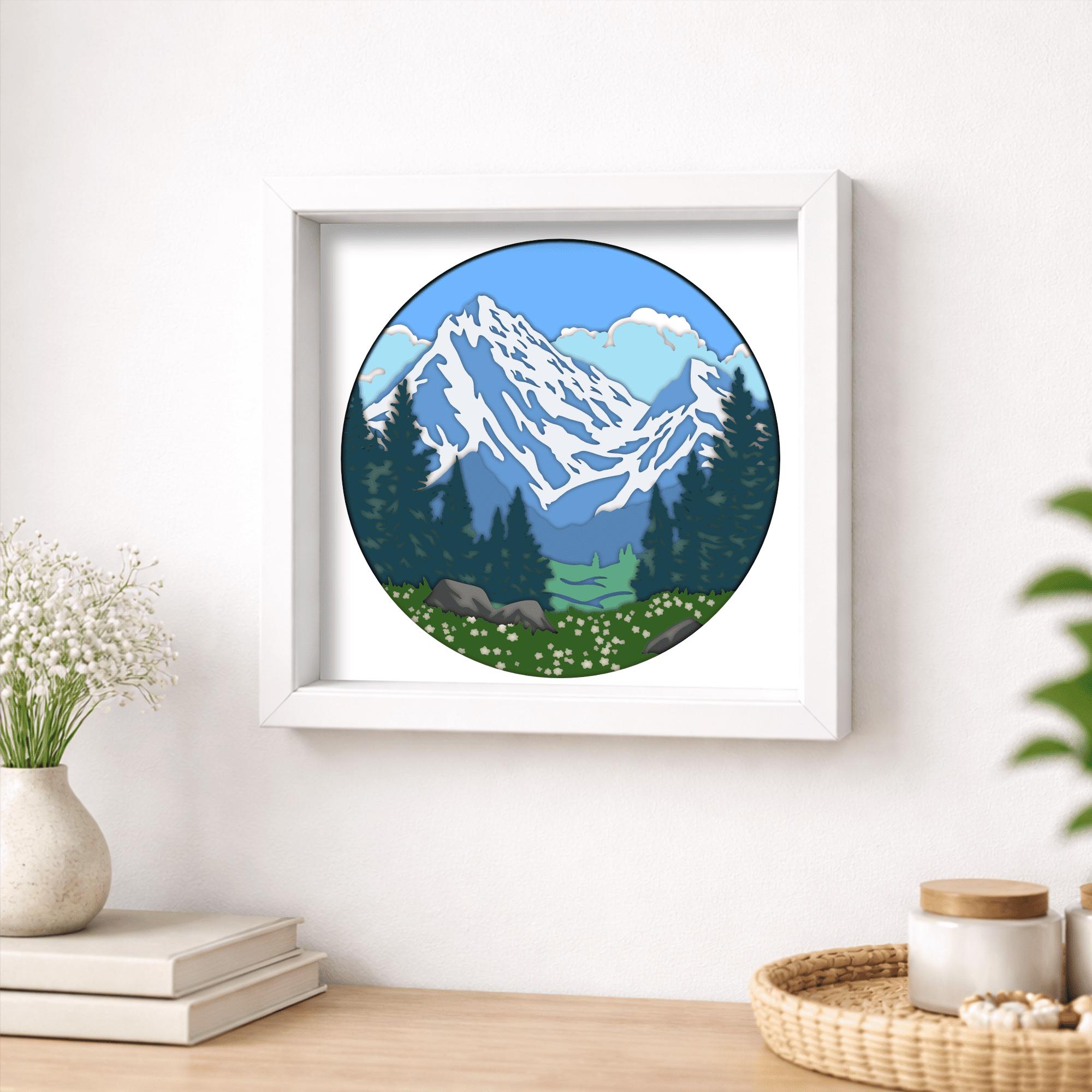 Mountain Landscape Layered Svg – Nature 3D Shadow Box Template, Forest ...
