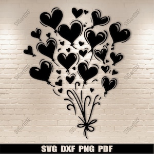 Hartballonnen Svg, snijbestanden voor Cricut en Silhouette, lasergravurebestanden, sublimatieontwerp, DIY-verjaardagskaart