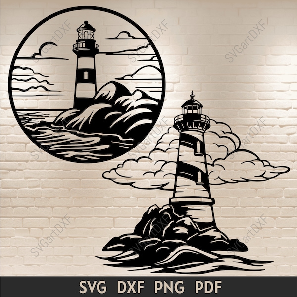 Lighthouse Svg, Lighthouse cut files, sea svg, lighthouse decor dxf, laser cut files, silhouette svg, Lighthouse Silhouette Svg