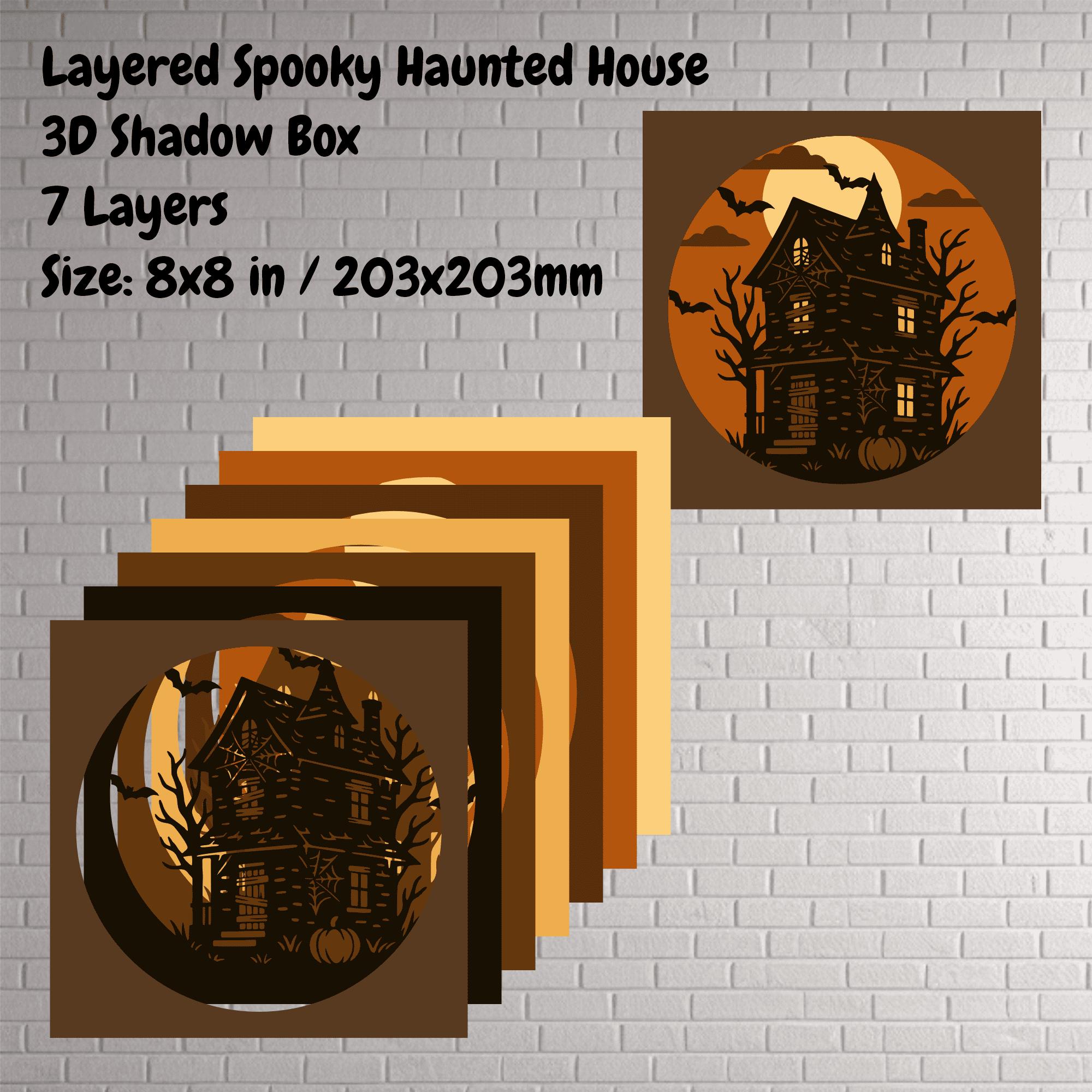 Spooky Haunted House Layered SVG DXF EPS, 3D Shadow Box for Cricut ...