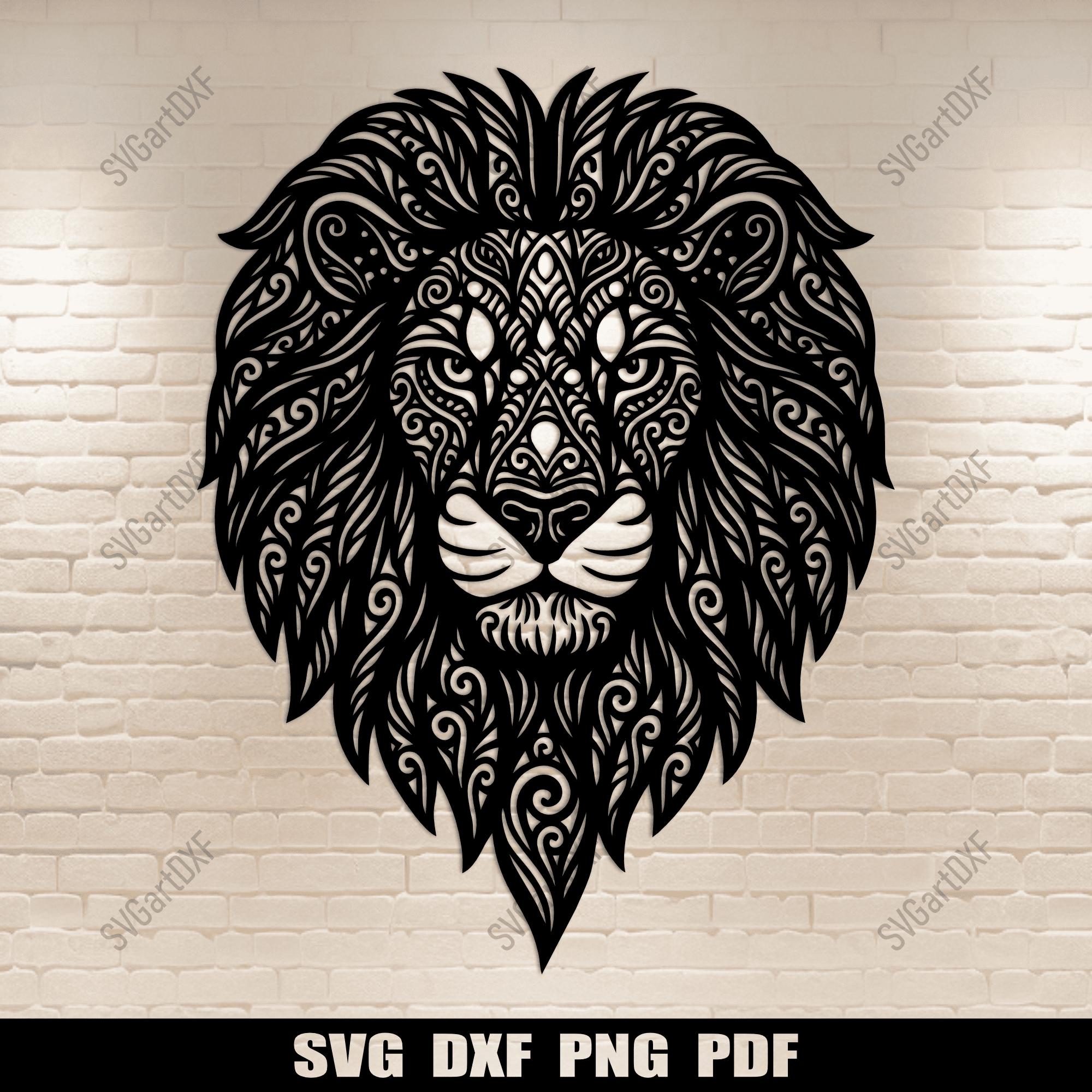 Lion Head Zentangle Style Svg Dxf Files – Detailed Laser Cut