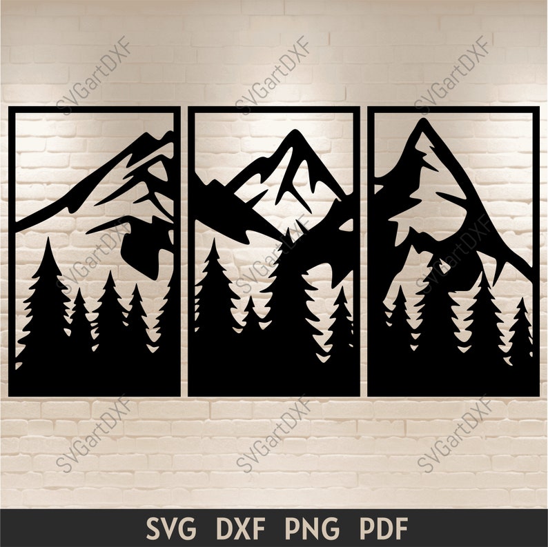 Forest Sign Dxf File Panels Mountains Forest Dxf Svg Cutting Files for Cricut, Silhouette ...