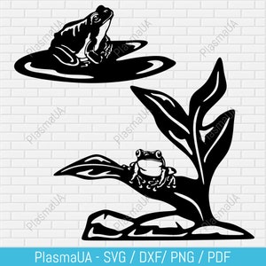 Frog Svg Dxf – Frogs on Leaf Cutting Files for Cricut, CNC & Laser, Funny Wildlife Design for Shirts, Metal Decor and Crafts