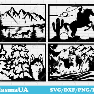 Fichiers de coupe de nature, Silhouette cowboy, fichiers de coupe de chien, cheval d’équitation de cowboy du Far West, husky svg, clipart husky, utilisation commerciale svg, artisanat en vinyle