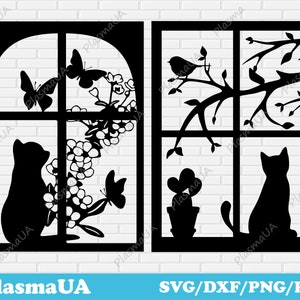 Cats clipart dxf files for cnc laser cut,  plasma cut metal, Cat svg files for cricut, Silhouette art design