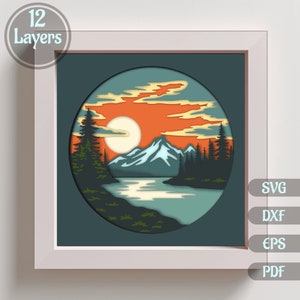 Nature 3D Shadow Box Svg Layered, Cricut svg files, Silhouette Dxf, Multilayer Papercut, 3d layered Cardstock, Gift diy, Nature cut files