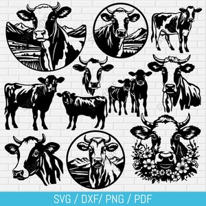 Fichiers svg vaches, Vaches dxf pour laser, vache avec fleurs svg, dxf pour plasma cnc, fichier coupé dxf, animaux de ferme svg, glowforge svg, vache pour cricut