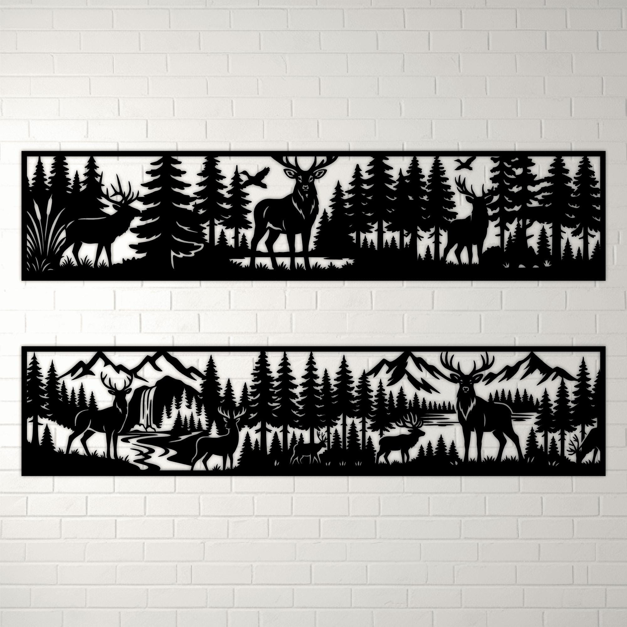 Wildlife Forest Scene Panels SVG DXF – Deer & Nature Designs for CNC ...