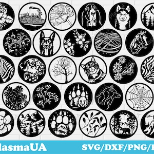 Round Silhouette Svg Dxf Bundle – Animals, Flowers & Nature Cutting Files for CNC, Laser, Cricut and Glowforge
