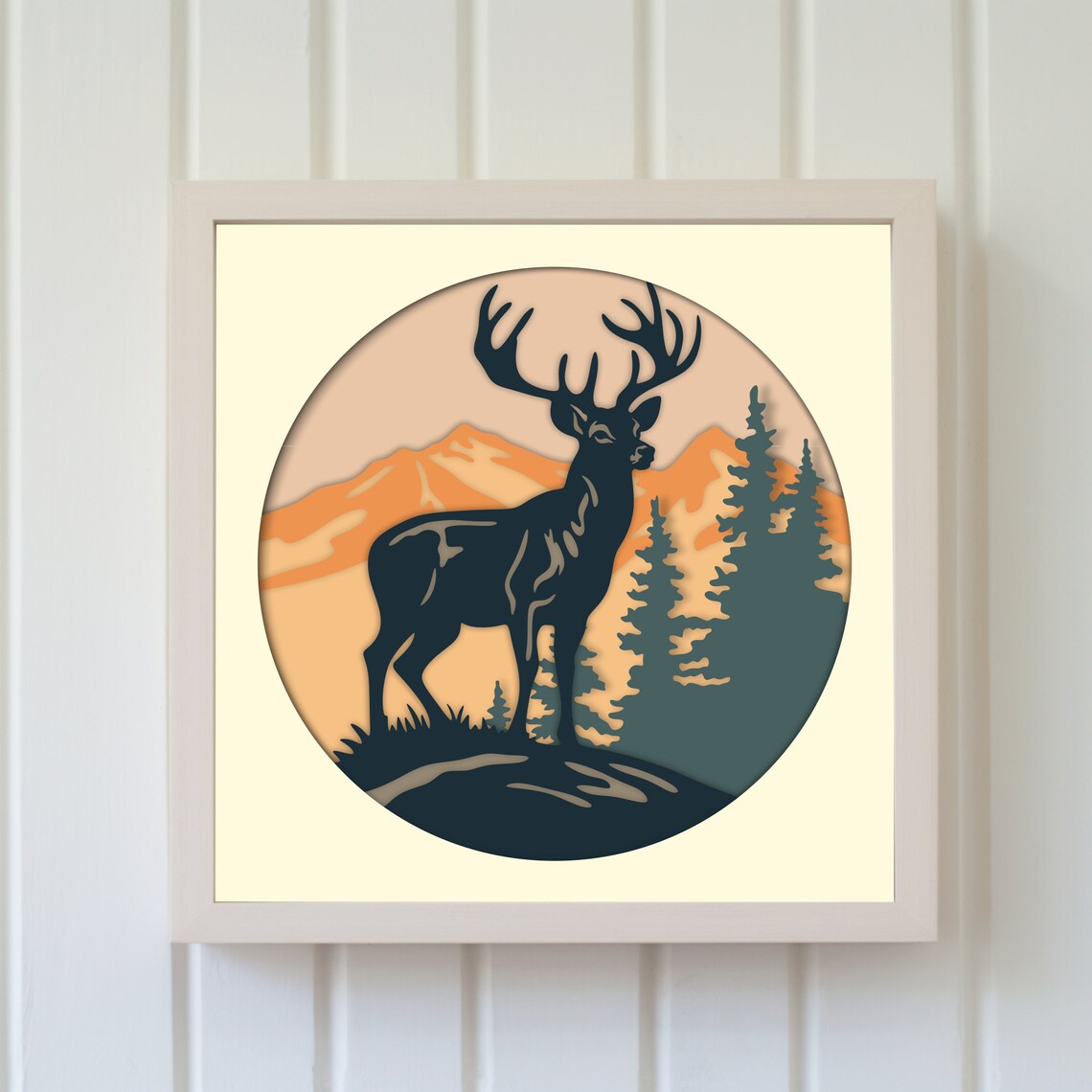 3D Deer Shadow Box SVG Template - Layered Papercraft Design - Cricut ...