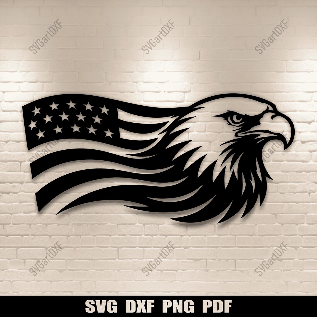American Eagle Flag SVG DXF – Patriotic Eagle Head Cut File for CNC ...