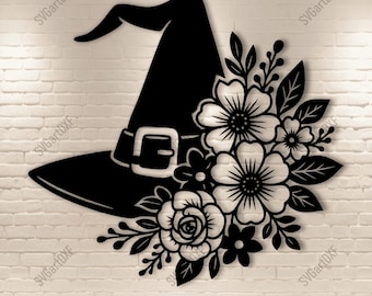 Flower Witch Hat SVG DXF Design | Halloween Cut Files for Cricut, Glowforge and CNC | Engraving & Sublimation Art | Digital Download