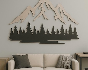 Fichiers SVG DXF de forêt de montagne pour découpe laser | Décoration murale CNC | Silhouette Cricut Glowforge | Aménagement paysager en bois