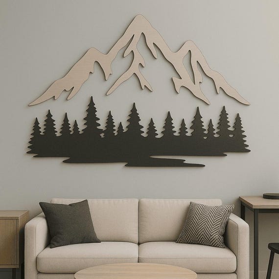 Mountain Forest SVG DXF Files for Laser Cut | CNC Wall Art Decor | Glowforge Cricut Silhouette | Wood Landscape Design