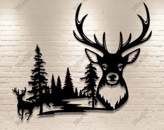 Deer Forest SVG DXF for CNC Laser Plasma | Wildlife Cut File | Cricut ...