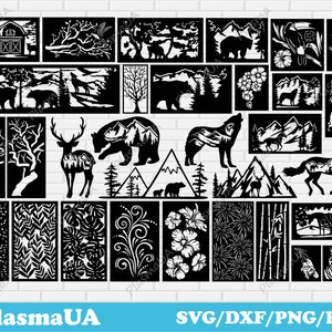 Dxf files, laser cut file, dxf decor, cnc files for wood, nature panels dxf, animals scenes dxf, cutting file, vector cut files, dxf plasma
