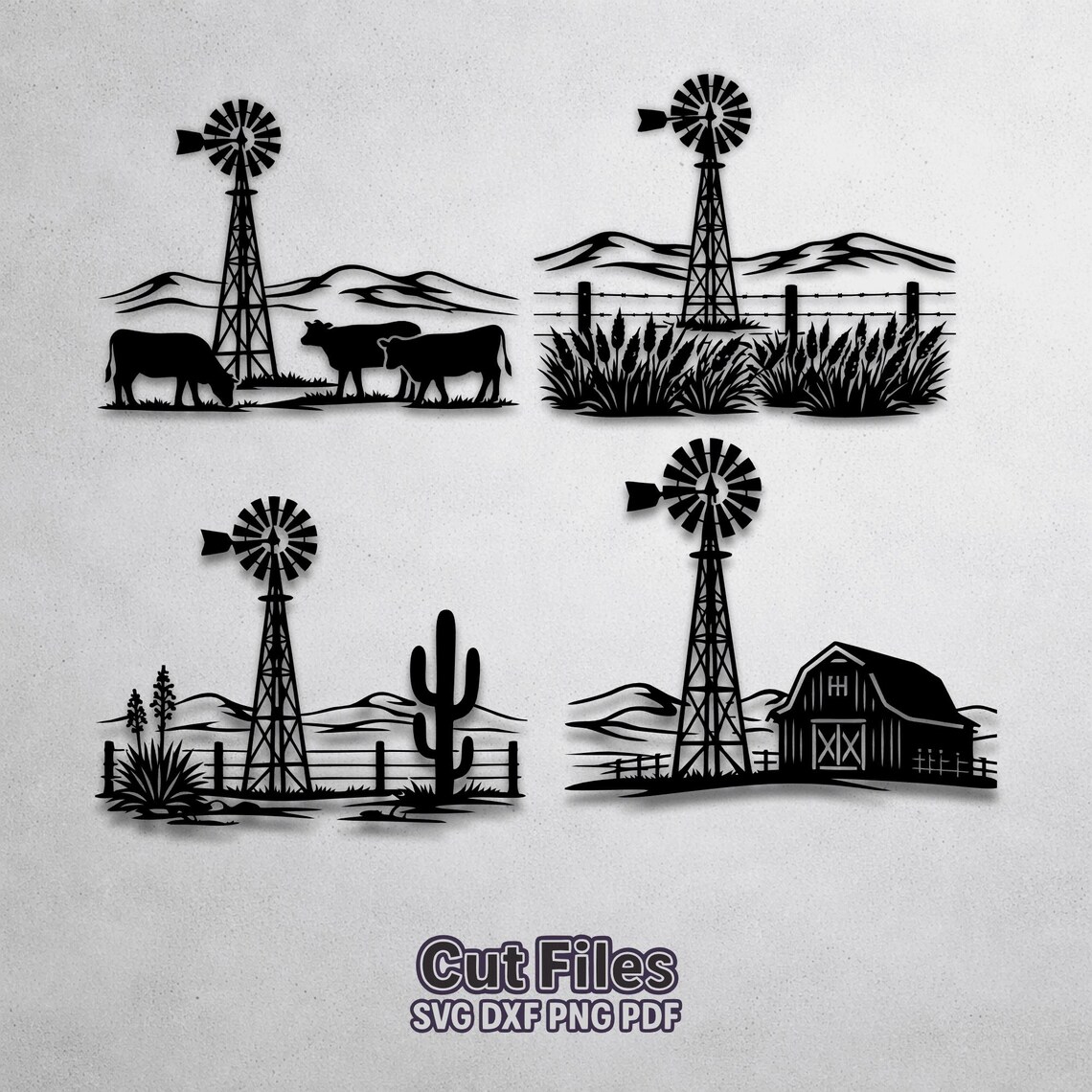 Roster Ranch Dxf File Western Windmill SVG, Ranch DXF Files, Farm Laser Cut Design, Barn ...