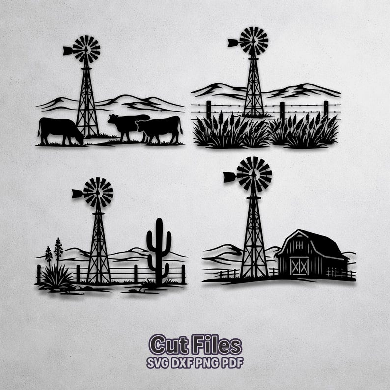 Western windmill ranch silhouette SVG