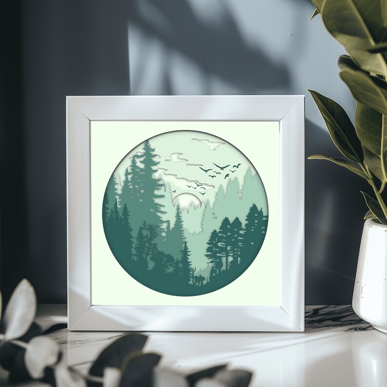 3D Forest Shadow Box Template, Layered SVG Files for Cricut, Dxf Files ...