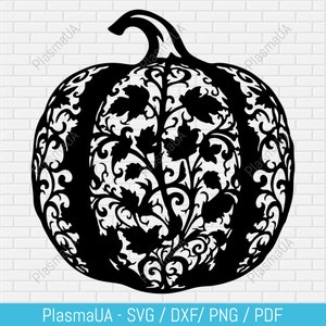 Abóbora ornamental svg, folha de abóbora Svg - Dxf, arquivos de corte de outono, abóbora sofisticada svg, outono svg para cricut, clipart de abóbora, Halloween svg
