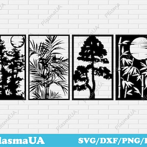 Panels dxf files Laser cnc metal cutting, wall decor cnc design, Dxf Files for Plasma, Silhouette wall decal svg, glowforge cut files