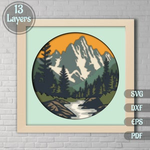 3D Layered Svg, 3d Nature Shadow Box, Cutting files for Cricut, Paper Cut Templates, multilayer svg, 3d wall art, dxf for laser cut