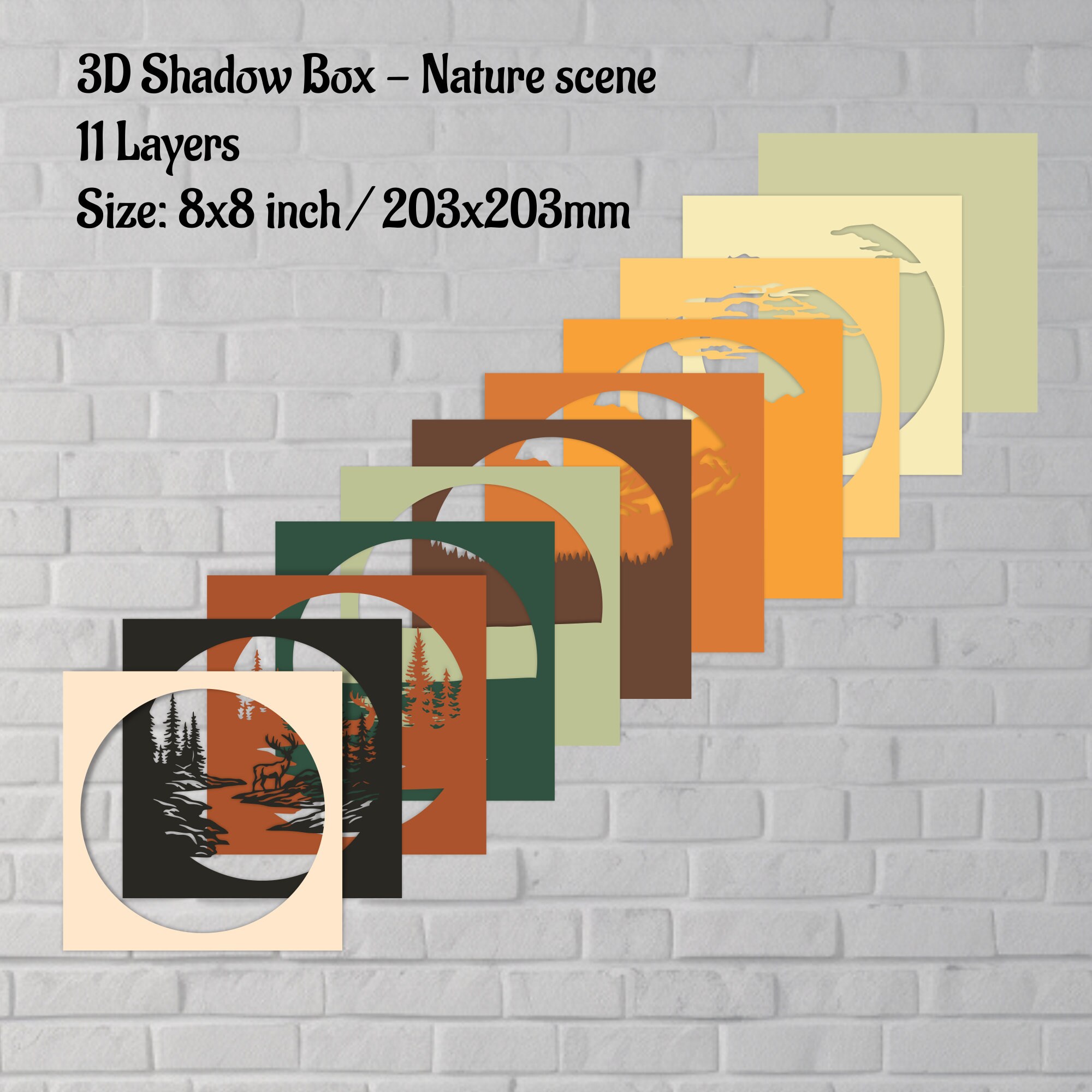 3D Deer Shadow Box Svg, 3d Nature Scene Layered Svg, 3d Mountains ...