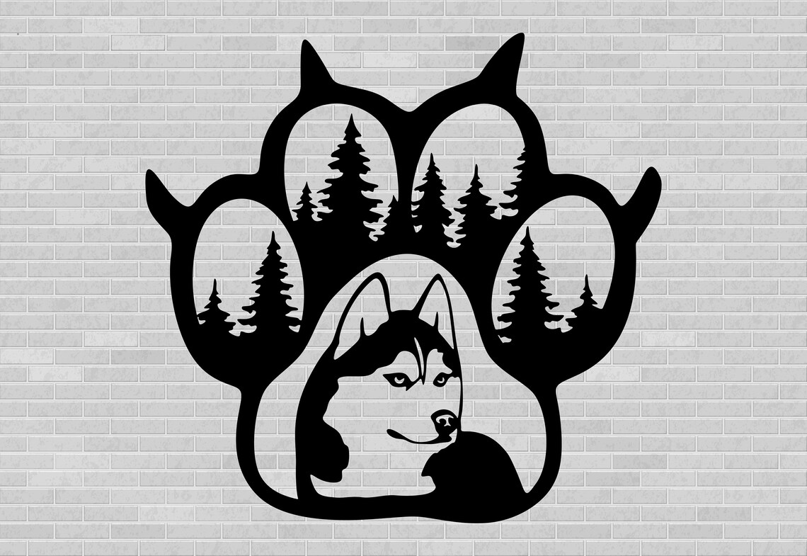 Dog paw vector image dog cut files Husky cut files Husky Etsy