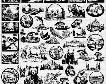 Wildlife DXF for Laser Cutting, Nature Scene Engraving Files, CNC ...