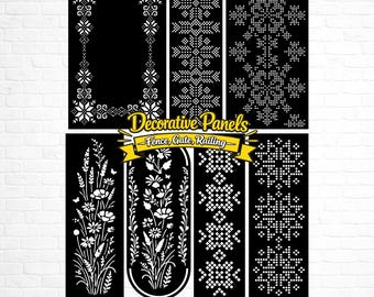 Decorative Panel Bundle SVG DXF, Ukrainian Embroidery and Wildflower Laser Cut Files